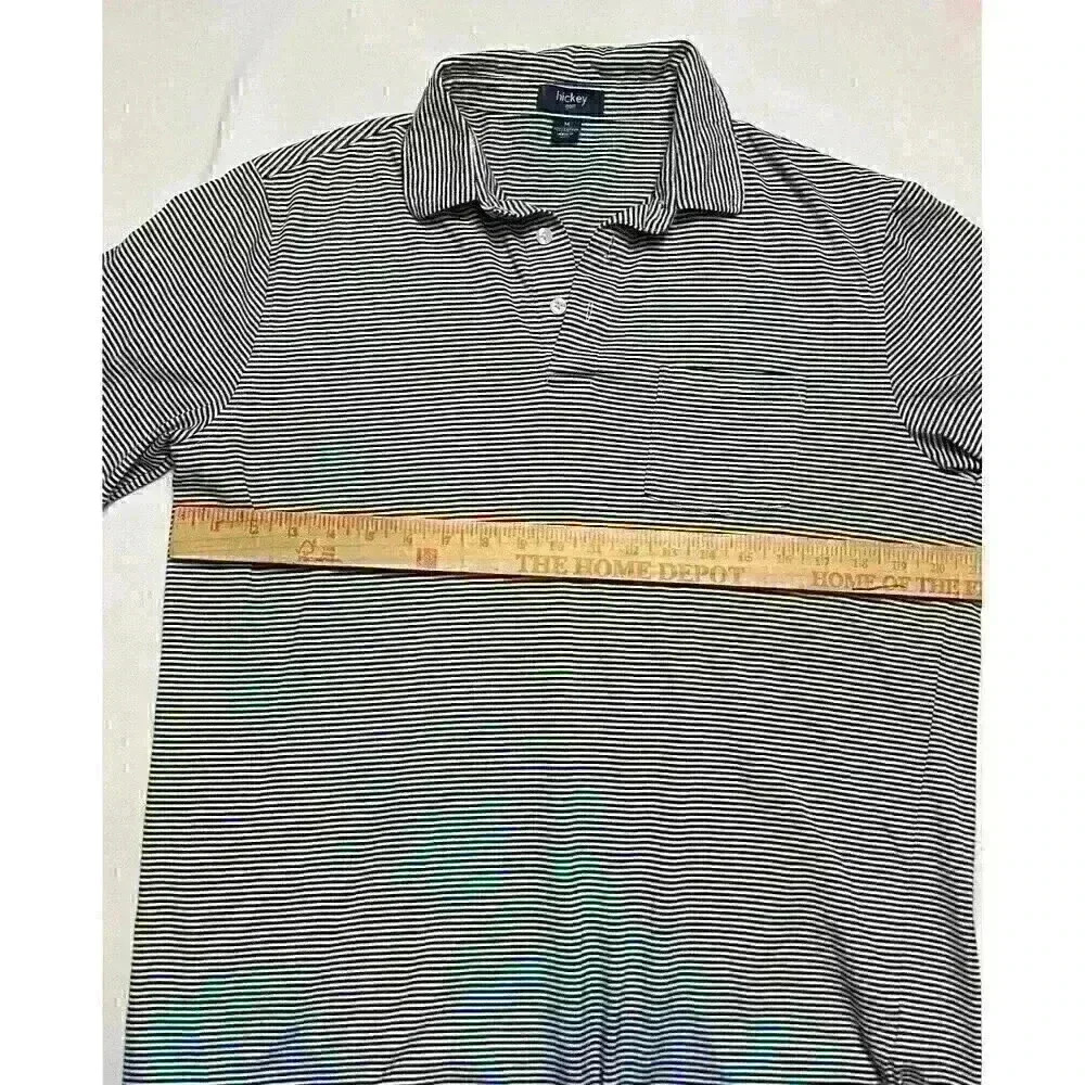 Hickey Golf Polo Shirt Men’s Large Stripes Short Sleeve Athletic 100% Cotton - Picture 4 of 6